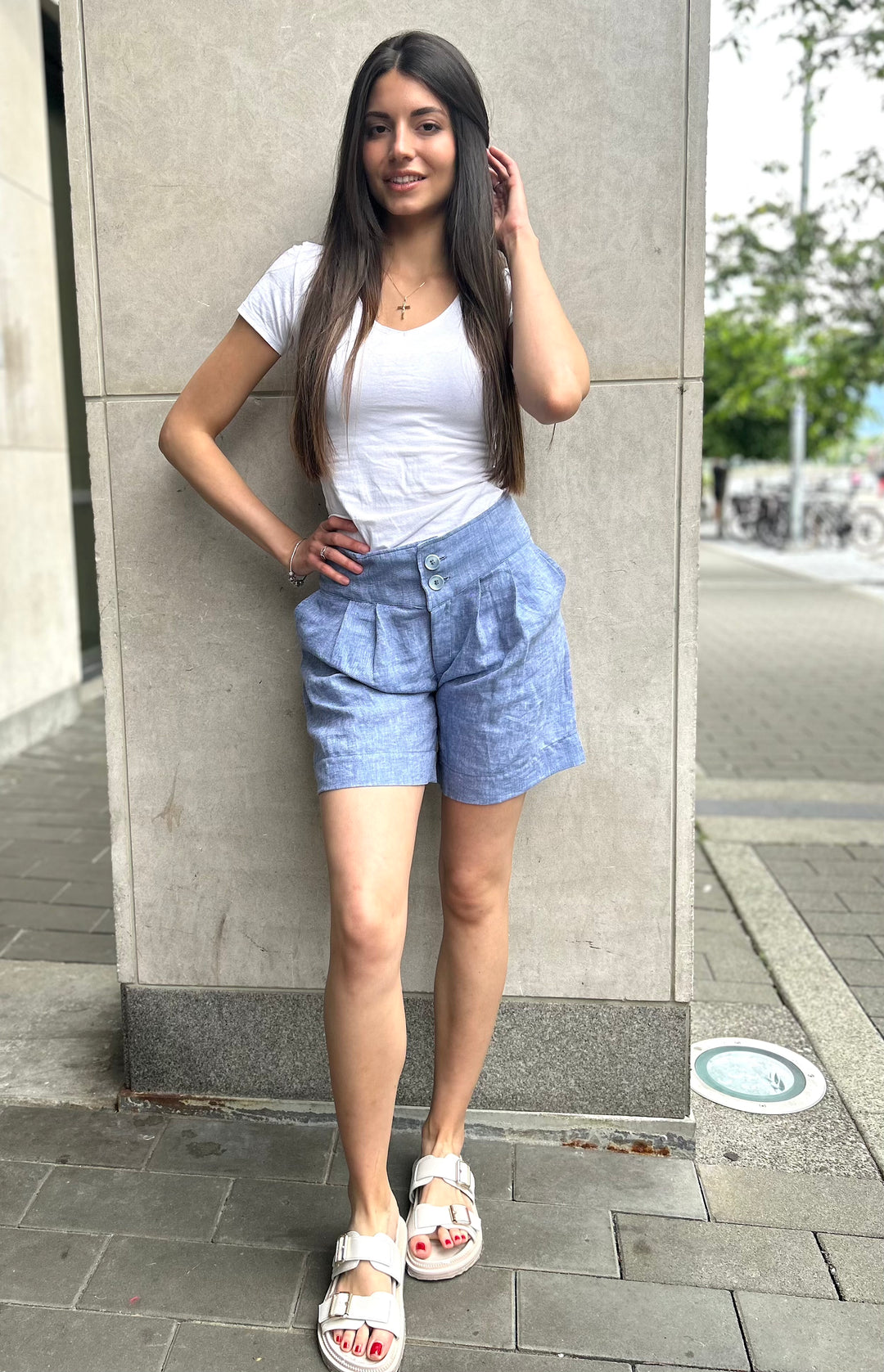 Summer Linen Pleated Short