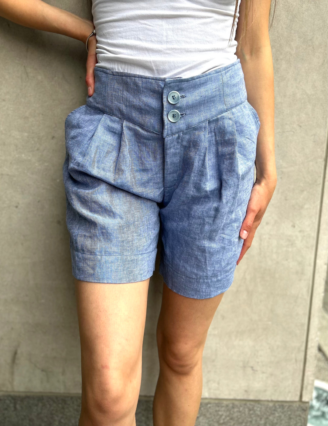 Summer Linen Pleated Short