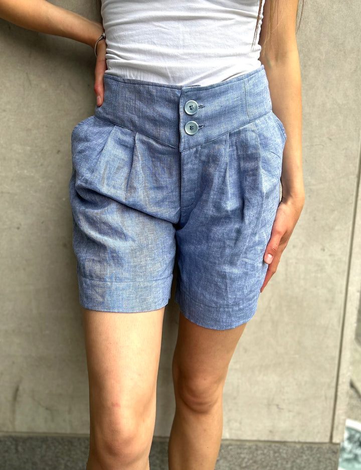Summer Linen Pleated Short