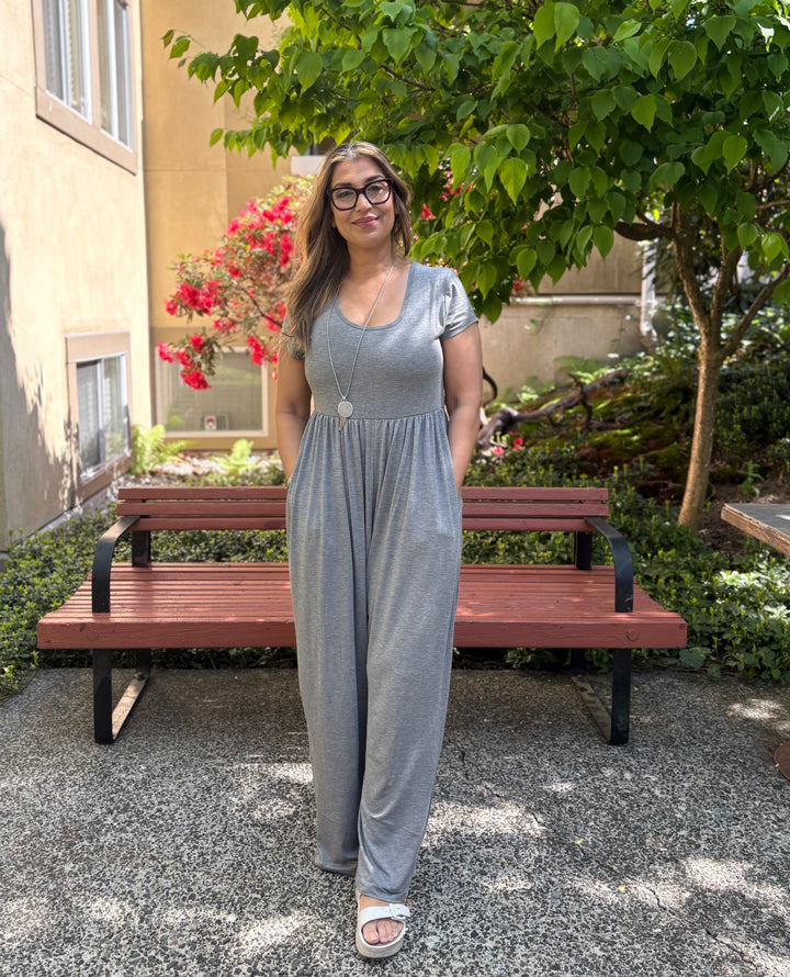 The Short Sleeve Palazzo Romper