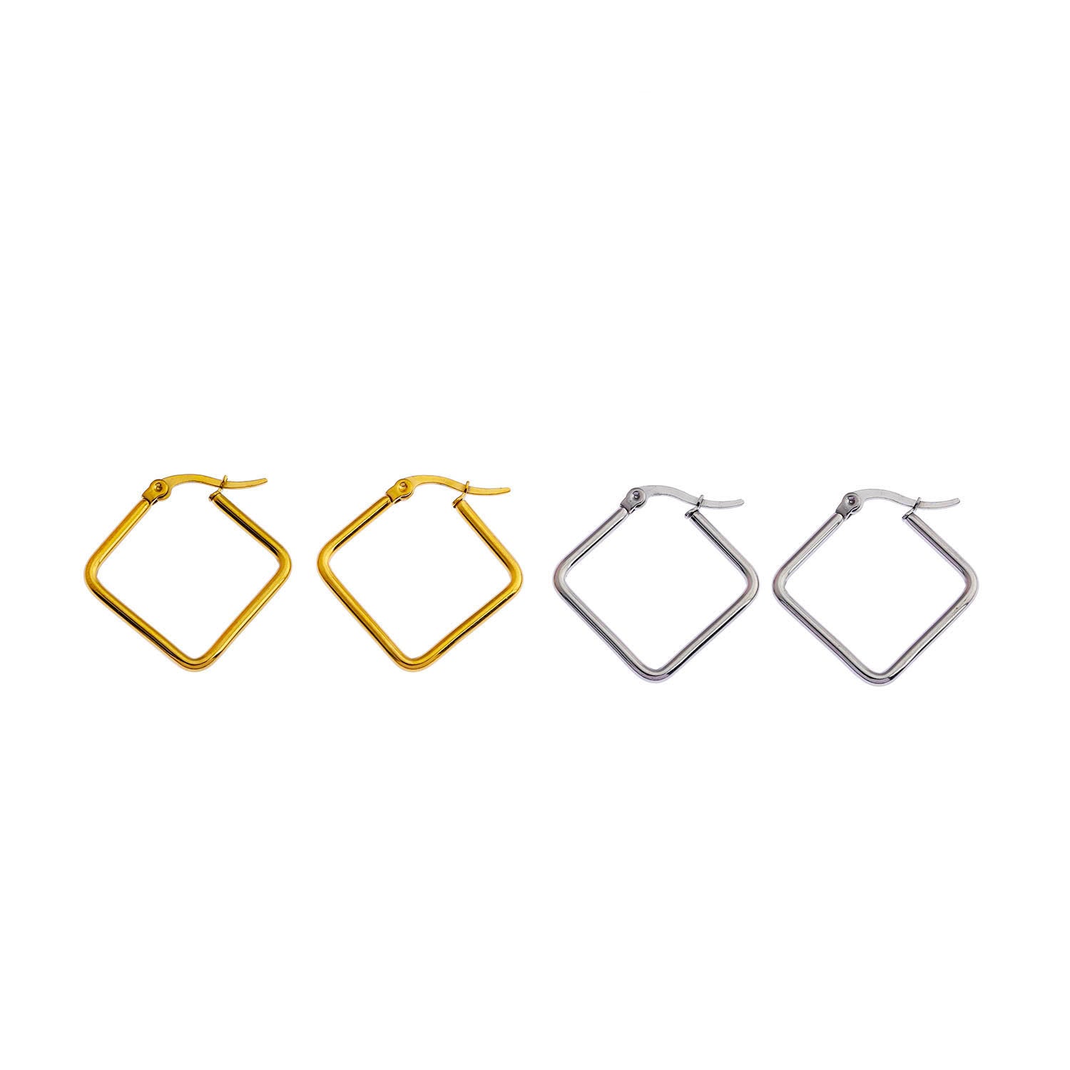 REILYNN Small Square Shaped Hoops. In Gold & Silver.